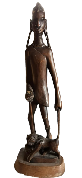 Beeldje - Neger met leeuw (L314)